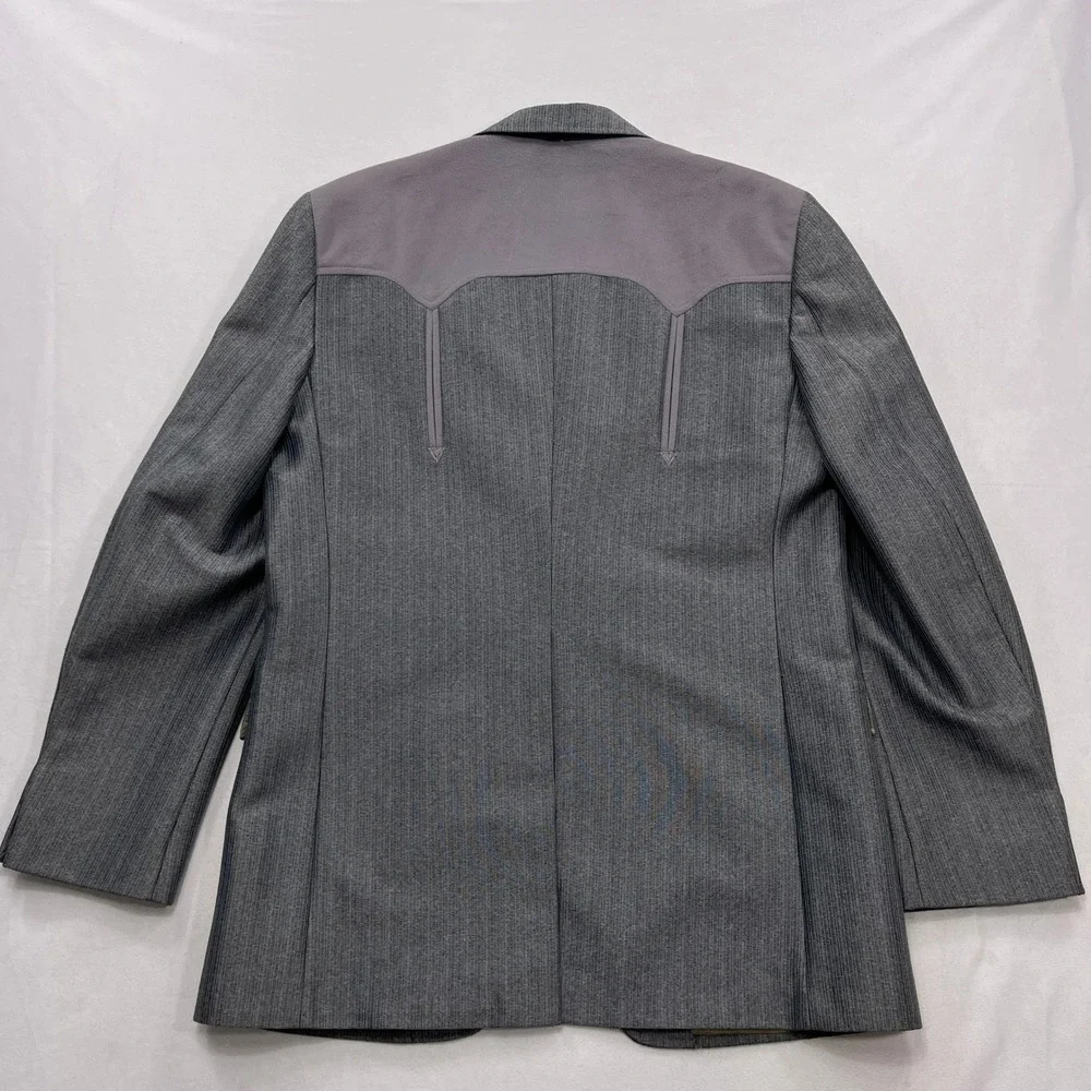 Circle S Blazer Western Sport Coat Yoke Pockets Gray Mens 40R